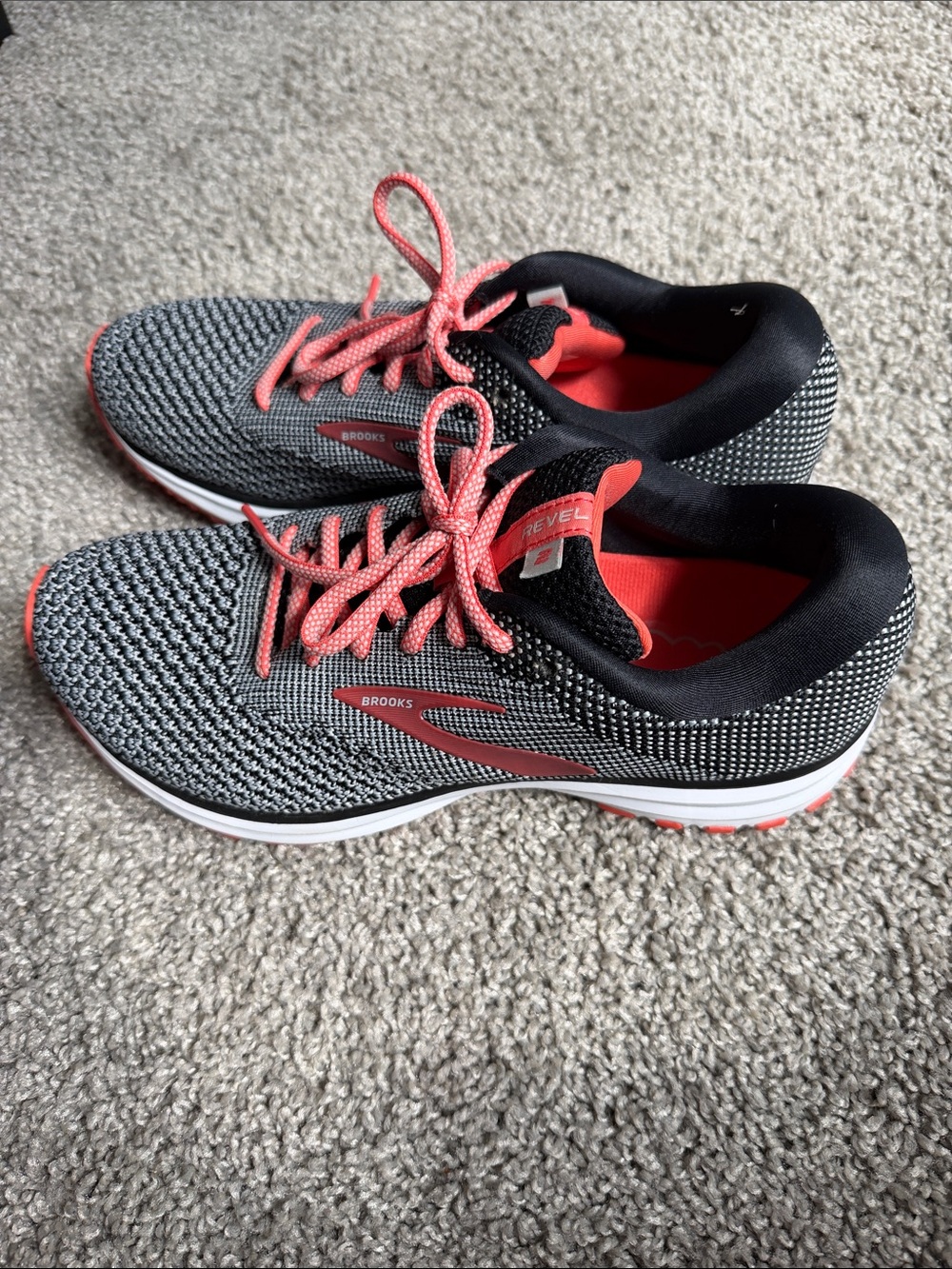 Brooks Women's Black and Coral Knit Running Sneakers